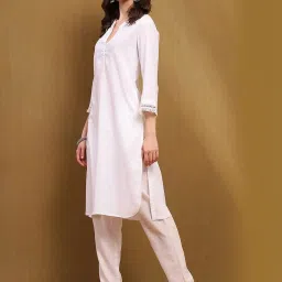 Biba White Straight Kurta image 3