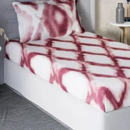 DDecor Abstract Red 136 TC Cotton Single Bedsheet with 1 Pillow Cover image 2