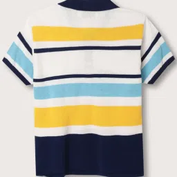 Blue Giraffe Kids Multicolor Cotton Striped Polo T-Shirt image 2