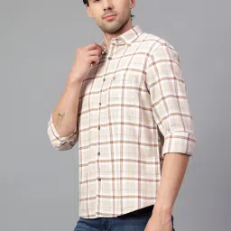 Cantabil Beige Cotton Regular Fit Checks Shirt image 3
