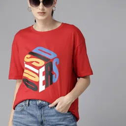 Roadster Women Typography Printed Drop-Shoulder Sleeves T-shirt-picture-34