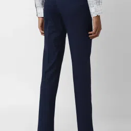 Van Heusen Navy Slim Fit Checks Trousers image 2