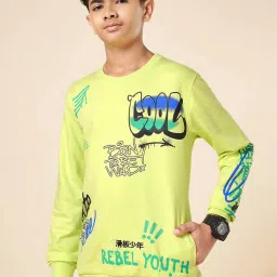 Coolsters by Pantaloons Boys Sunny Lime Cotton Printed Full Sleeves Sweatshirts & Hoodies image 3