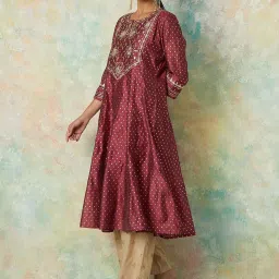 Melange by Lifestyle Red Embroidered A Line Kurta image 3