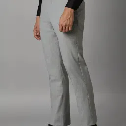 Louis Philippe Grey Slim Fit Checks Trousers image 3