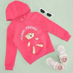 Pantaloons Junior Girls Hot Pink Cotton Self Full Sleeves Sweatshirts & Hoodies-picture-9