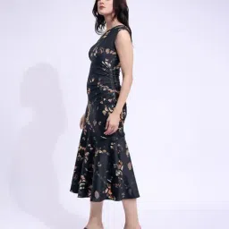 PURVAJA Printed Black Midi Dress image 3
