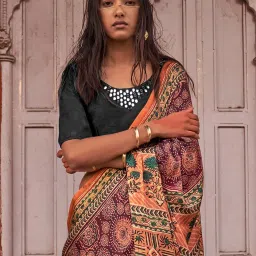 Saree Mall Purple Printed Sarees With Unstitched Blouse image 3