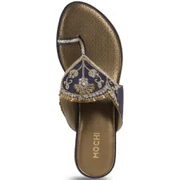 Mochi Women's Navy Toe Ring Sandals image 3