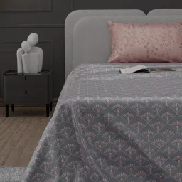 Stoa Paris Elegance Grey Polyester 300 TC Sateen Super King Size Bed Sheet With 2 Pillow Covers image 3