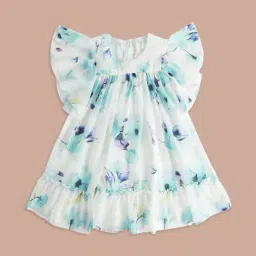 Pantaloons Junior White & Green Cotton Printed Dress-picture-34