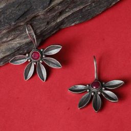 Aatmana Red Oxidized Floral Dangler Earrings for Women-picture-31