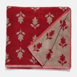 fabindia home Fabindia ' Smriti' Red & Light Brown Cotton 570 GSM Bath Towel - Set of 1 image 3