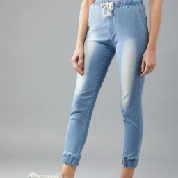 DOLCE CRUDO Light Blue Jogger Fit Trousers image 3