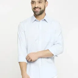 Basics Blue Cotton Slim Fit Shirt-picture-19