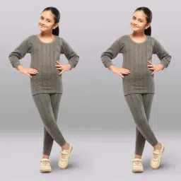 LUX Inferno Kids Charcoal Grey Skinny Fit Full Sleeves Thermal Set (Pack of 2) image 2