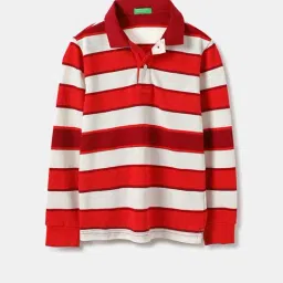 United Colors of Benetton Kids Red Cotton Striped Full Sleeves Polo T-Shirt-picture-33