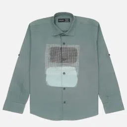 Cavio Kids Light Green Solid Full Sleeves Shirt image 3