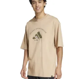 Adidas Brown Cotton Loose Fit Printed Sports T-Shirt-image-5