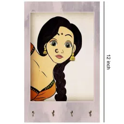 999Store Grey & Beige MDF Decorative Wall Mount Key Holder - Set of 1 image 4