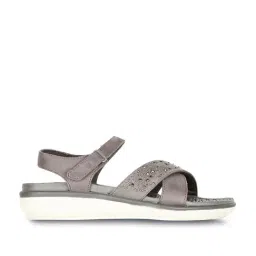 Bata Women's Grey Ankle Strap Wedges-picture-40