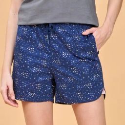 Enamor Persian Blue Cotton Floral Print Lounge Shorts-image-80