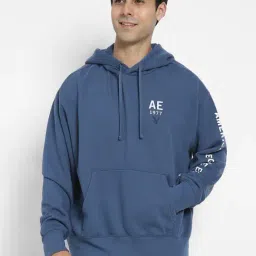American Eagle Blue Regular Fit Hooded Sweatshirt image 1