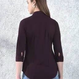 Crimsoune Club Wine Solid Three-Quarter Sleeves Shirt image 2