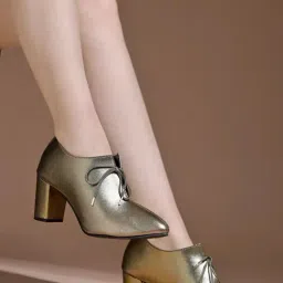 Shoetopia Women's Gold Casual Pumps-image-31