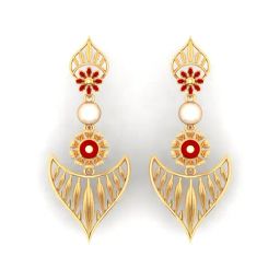 P.C. Chandra Jewellers 14k Gold Immaculate Design Dangler Earrings-picture-31