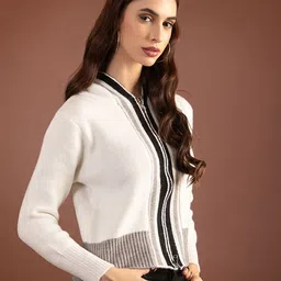 all about you Hooded Long Sleeves Woollen Front-Open Sweater image 4