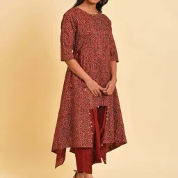 W Red Printed Assymetric Jumpsuit image 4