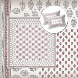 Urban Space Padmini Pink Cotton Jaipuri Handblock Printed 200 TC King Bedsheets with 2 Pillow Covers image 4