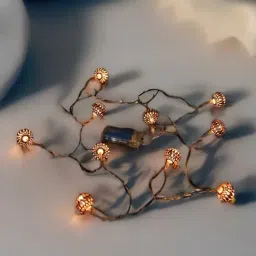 @home Brown Plastic 10-In-1 Festiva Sphere String Light-image-0