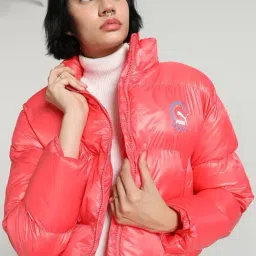 Puma Pink Relaxed Fit Puffer Jacket-image-70
