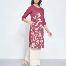 Rangmanch By Pantaloons Pink Regular Fit Floral Print Kurta image 3