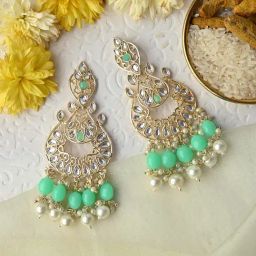Teejh Urveeja Mint Green Gold Enamel Dangler Earrings-picture-21