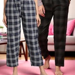 Kryptic Green & Navy Blue Cotton Relaxed Fit Printed Lounge Pants - Pack of 2-picture-43