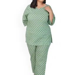 30 Looks Women Plus Size Pure-Cotton Printed Tunic With Trouser Co-Ords-image-59