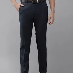 Van Heusen Men Navy Blue Slim Fit Formal Trousers-image-51