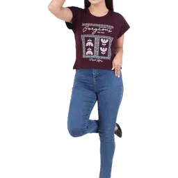 CLINT Women Graphic Printed Round Neck Regular Top image 5