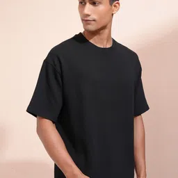 LOCOMOTIVE Men Self Design Round Neck Cotton Oversized T-shirt-picture-32