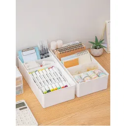 ARHAT ORGANIZERS White Storage Tray with Divider (Pack Of 2) (L)-image-32