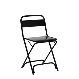 LUXURIN Foldable Chair With Comfortable Seat And Backrest Support Metal Chair For Indoor And Outdoor Usage Restaurant, Garden, Living Room, Balcony. (Metal Seat), Black image 5