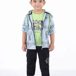Bad Boys Boys Printed Pure Cotton T-shirt With Shirt & Trousers-picture-24