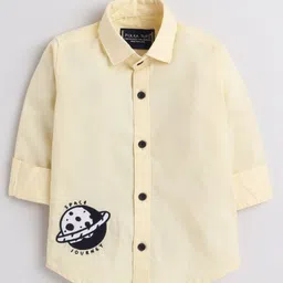 Polka Tots Full Sleeves Space Embroidery Shirt - Light Yellow-image-35