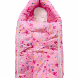 Jars Collections Organic Cotton Sleeping Bag Cum Nest Bag Cartoon Print  Pink-picture-22
