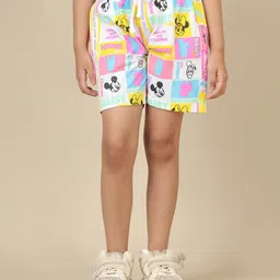Kidsville Mickey & Friends Featuring Characters Printed Shorts - Pink Yellow & White-picture-38