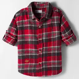 Simply Premium Woven Full Sleeves Checkered Shirt - Red-picture-20