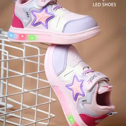 KATS Star Patch Detailed Velcro Closure LED Shoes - Pink-picture-15